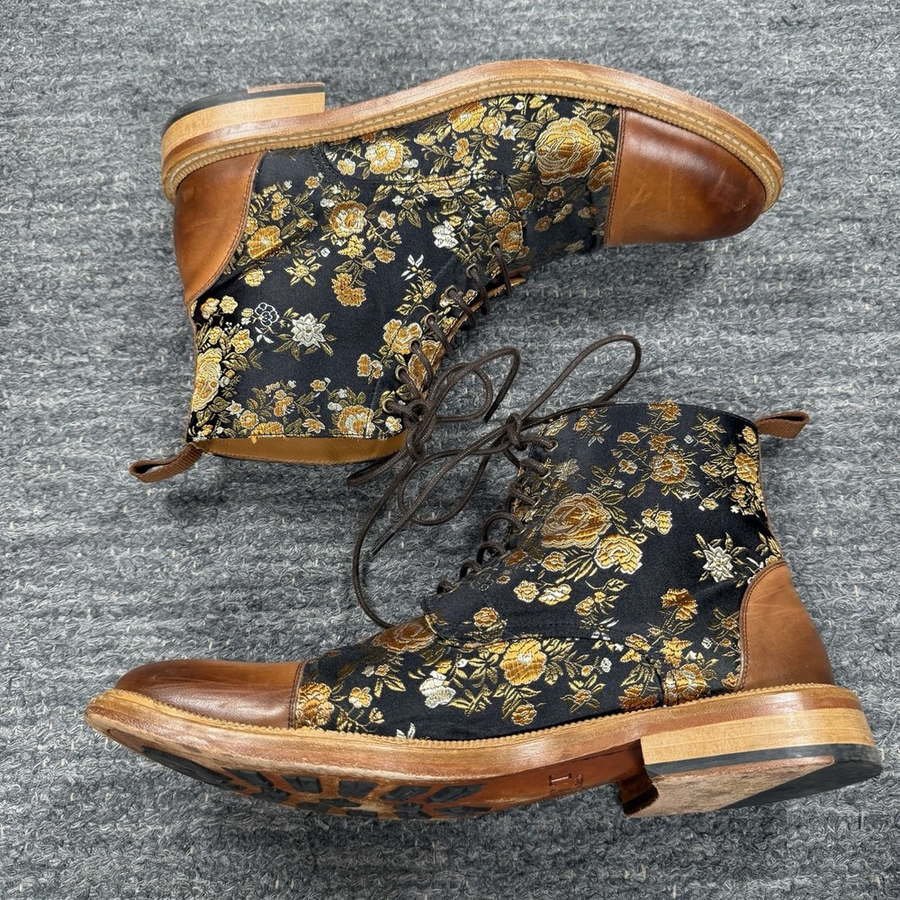 TAFT The Jack Boot Men 42 US 9 Eden Floral Jacquard Leather Boho Lace Up Spain